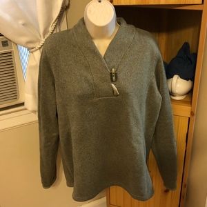 Eddie Bauer Heathered Green Fleece-Lined Sweater